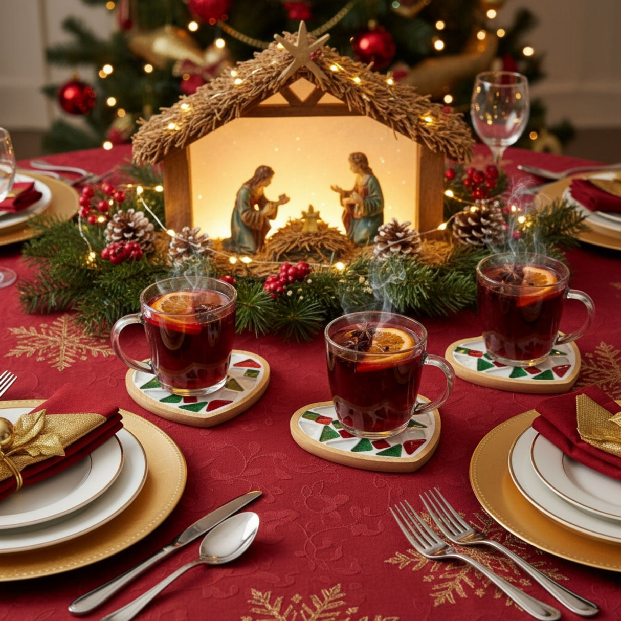 DIY-Mosaik-Bastelset Weihnachtsmann Mosaik-Untersetzer Herz-Untersetzer