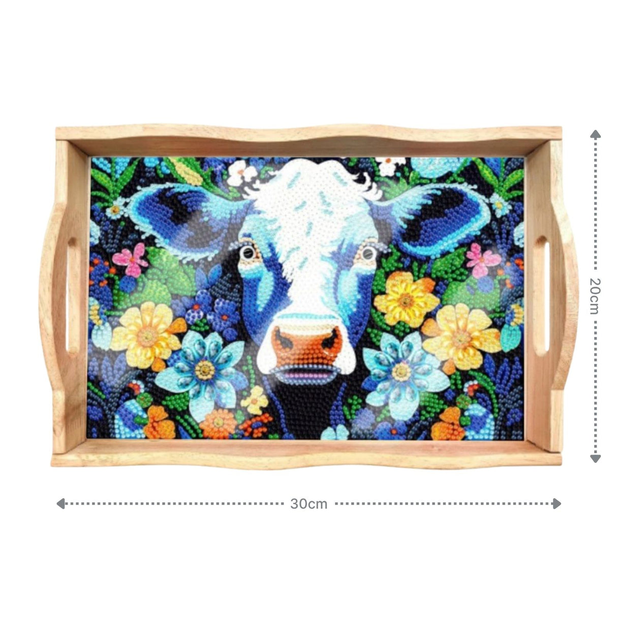 Diamond Painting Serviertablett Kuh Holztablett Servierplatte