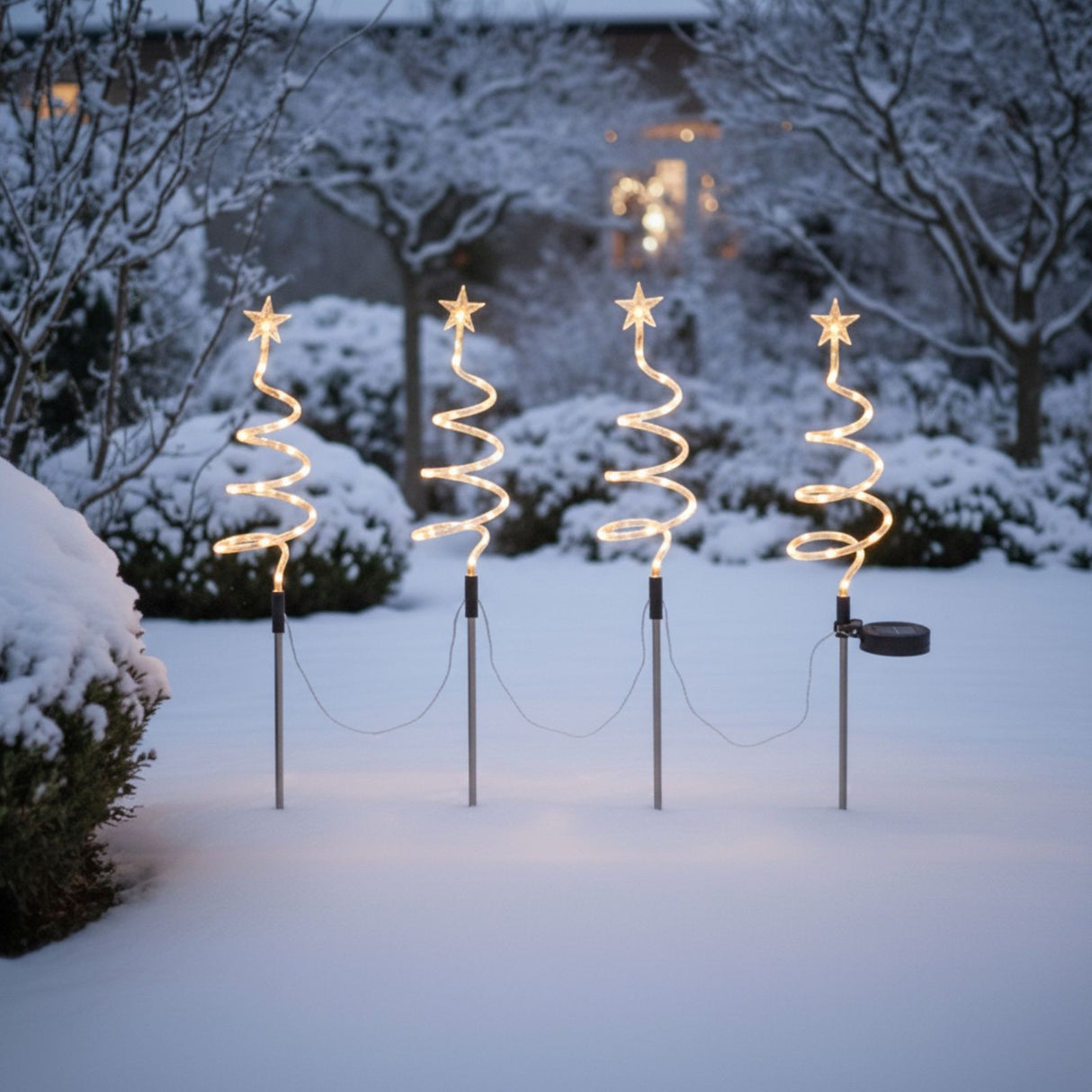 4er-Set LED Solar-Spiralbaum Solarleuchte Lichterkette Weihnachtsdeko