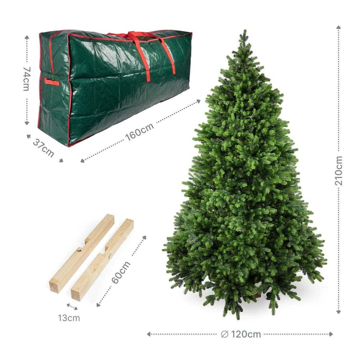 Weihnachtsbaum 210cm mit LED und Tasche Christbaum Tannenbaum Tanne