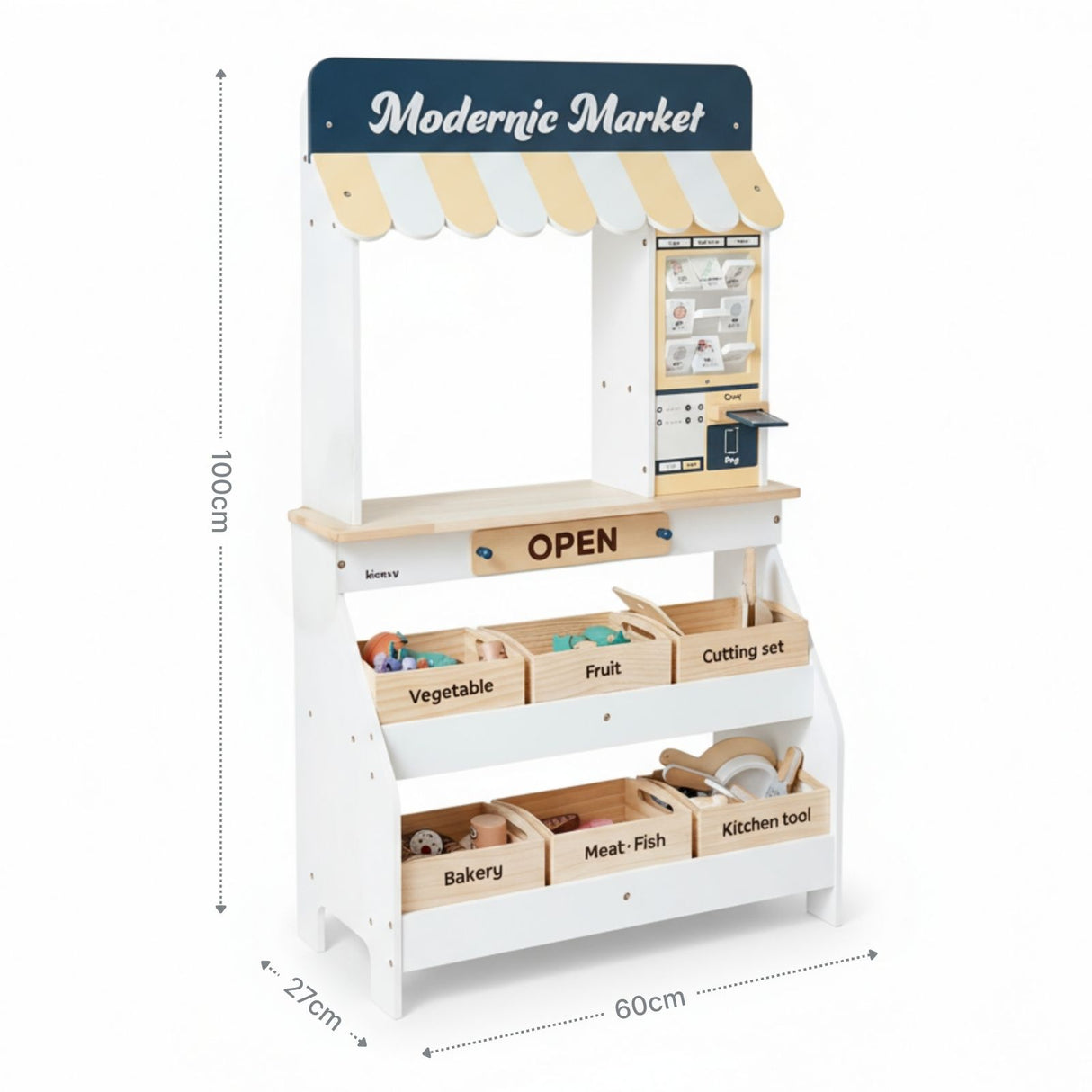 Holz-Kaufladen mit Zubehör Kinder Marktstand Kaufmannsladen