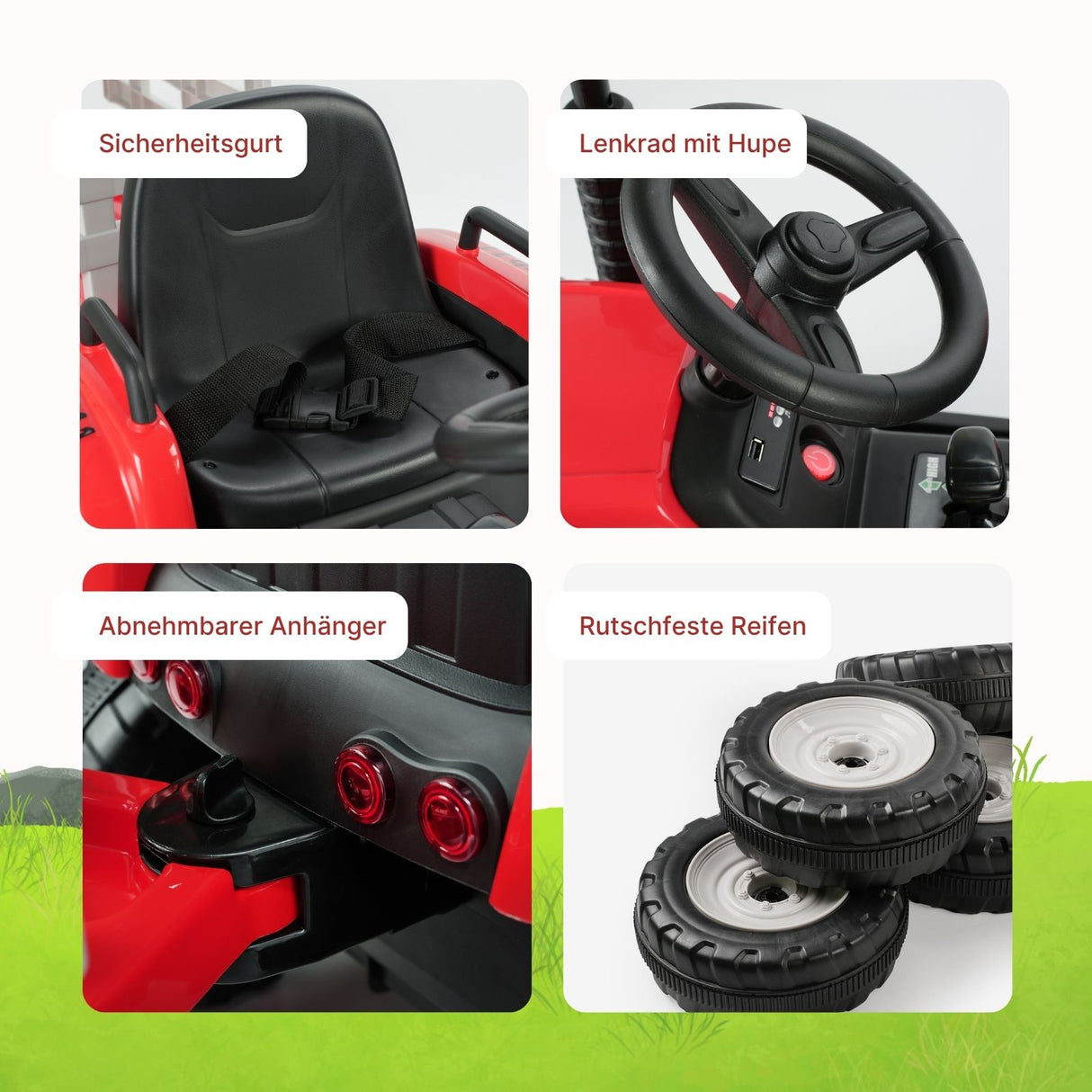Elektro-Traktor für Kinder Kinderfahrzeug Elektroauto mit Anhänger