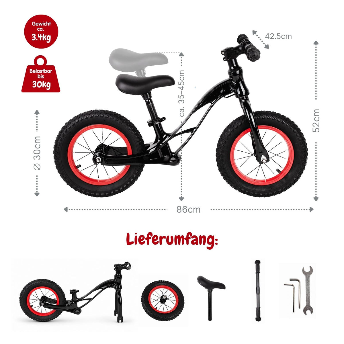 Laufrad Laufvelo Balance Bike Kinderfahrrad ohne Pedale Lauflernrad