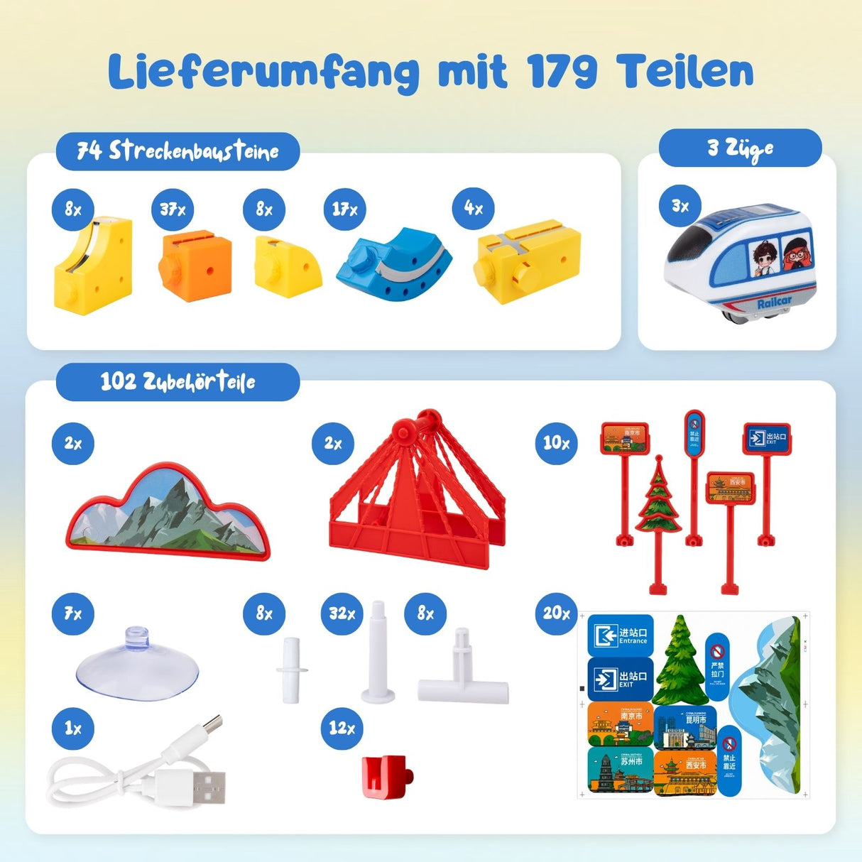 179-tlg. Magnet-Zugbahn Magnetische Zugstrecke Rennbahn Rennstrecke
