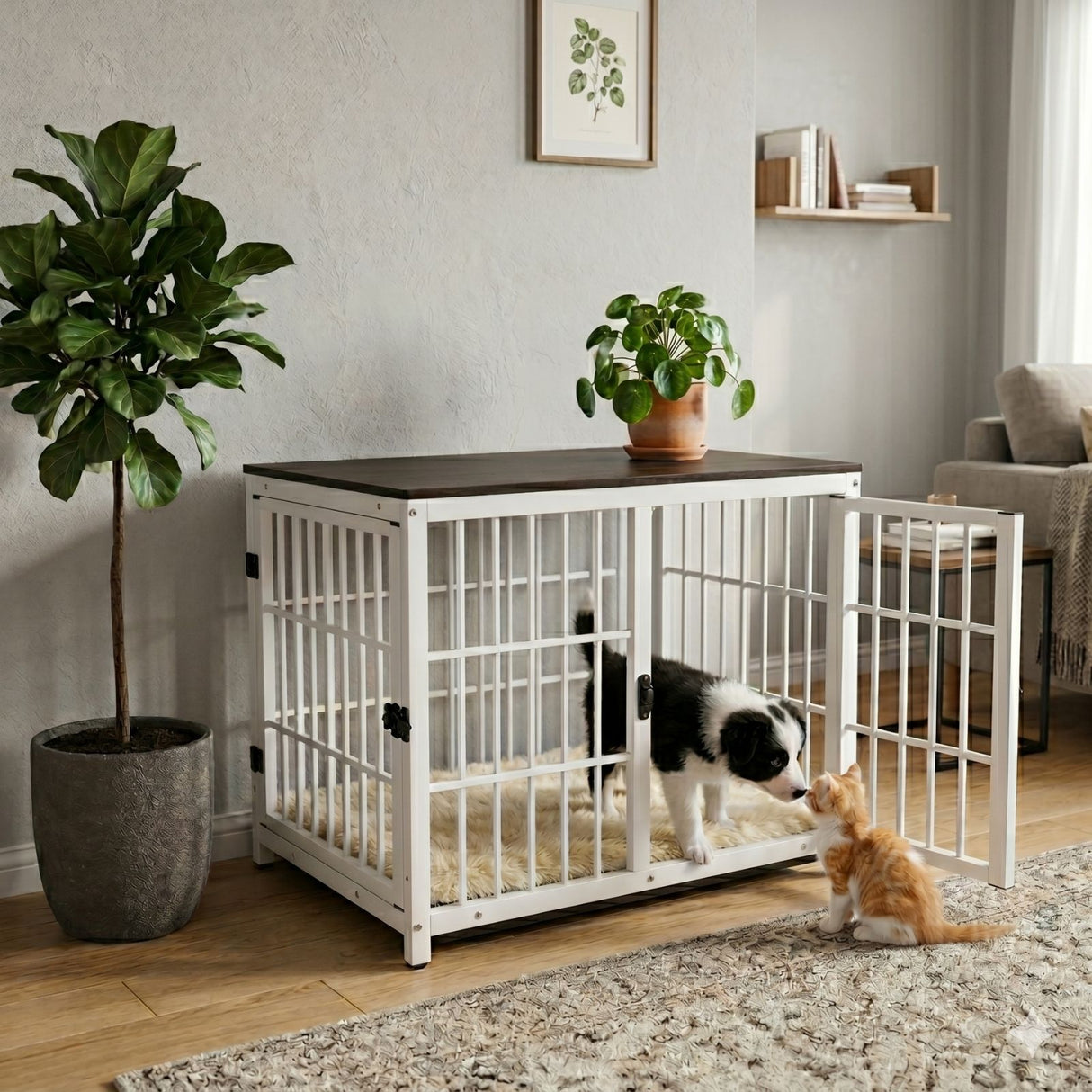 Möbel-Hundekäfig Grösse M Hundebox Haustierkäfig Beistelltisch
