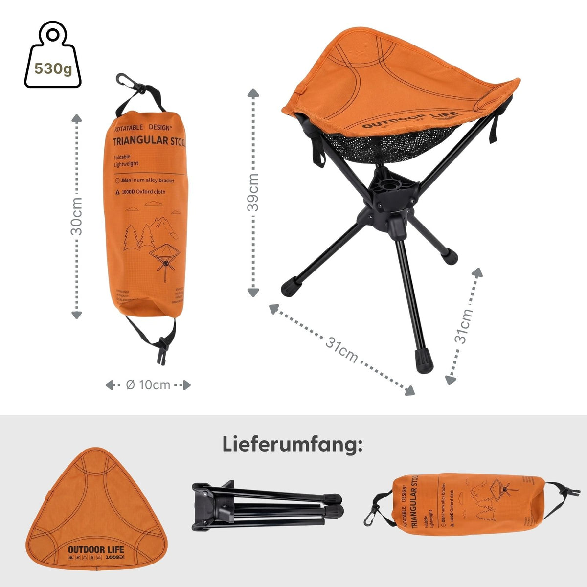 Campinghocker Angelhocker Outdoor-Sitzhocker Klapphocker Falthocker