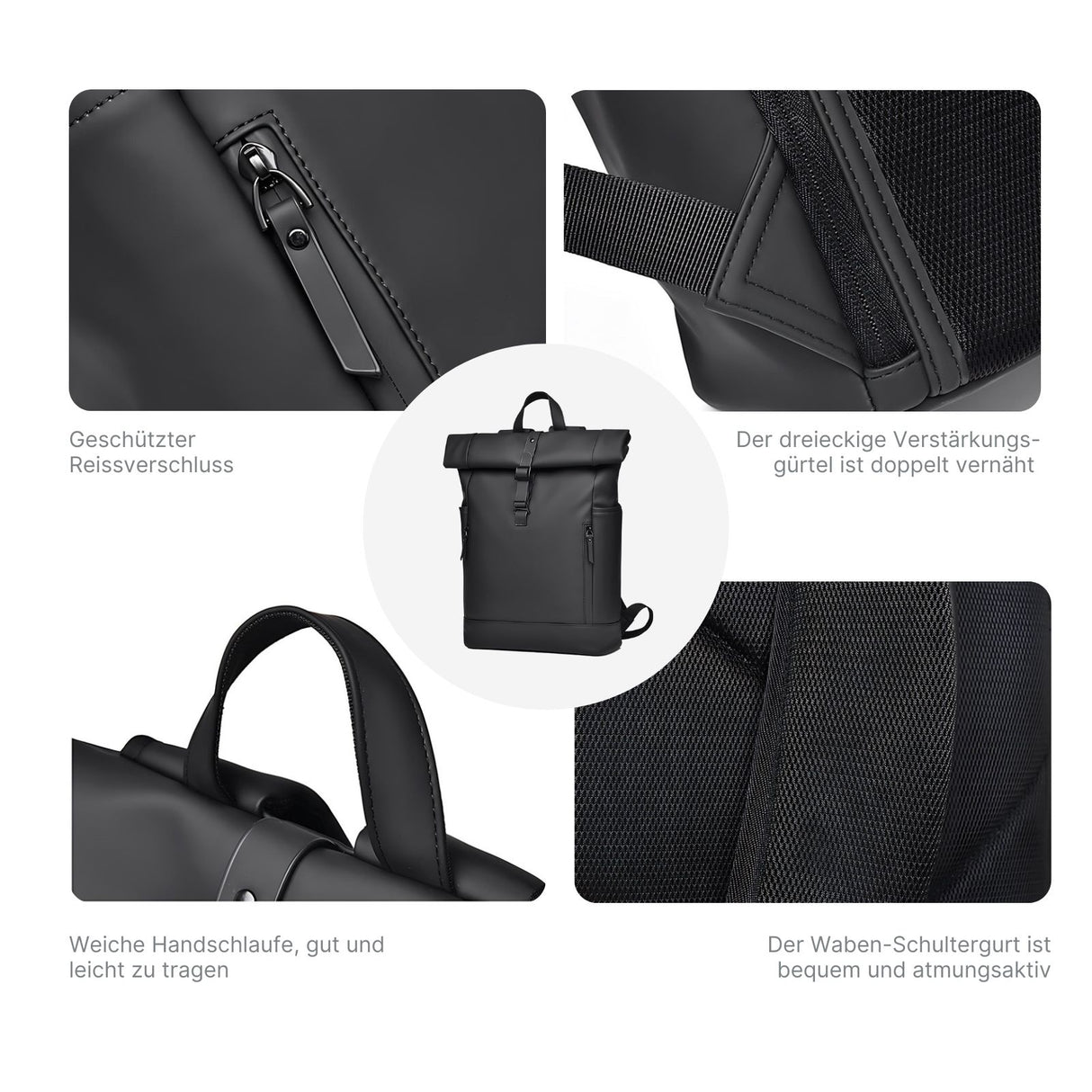 Roll-Top-Rucksack Laptop-Rucksack Roll-Up-Rucksack Roll-Top-Backpack