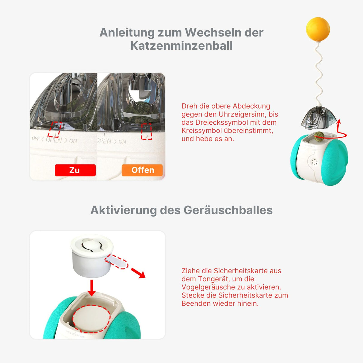 Interaktives Katzenspielzeug Balance-Schwung-Spielzeug Katzenfederspielzeug Katzenkugel