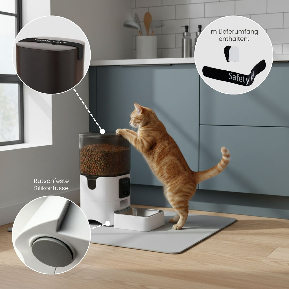 Automatischer Futterautomat für Katzen und Hunde Futterspender Napf