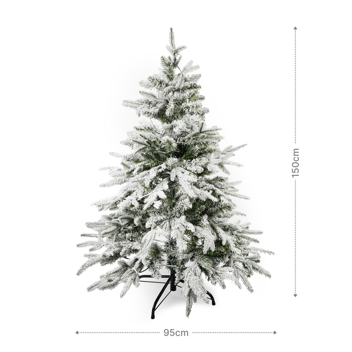 Weihnachtsbaum 150cm mit Schnee und LED Christbaum Tanne Kunsttanne