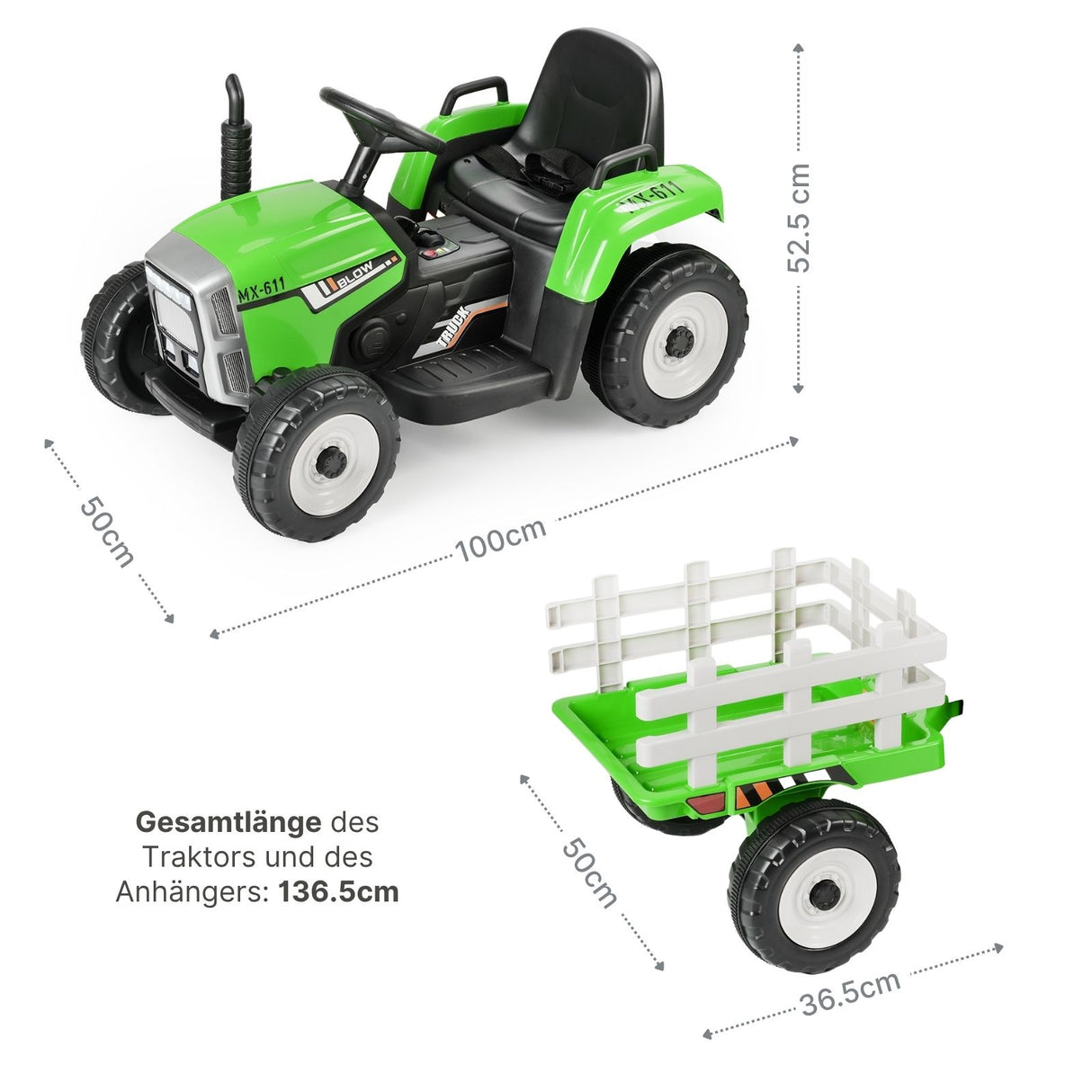 Elektro-Traktor für Kinder Elektroauto mit Anhänger Kinderfahrzeug