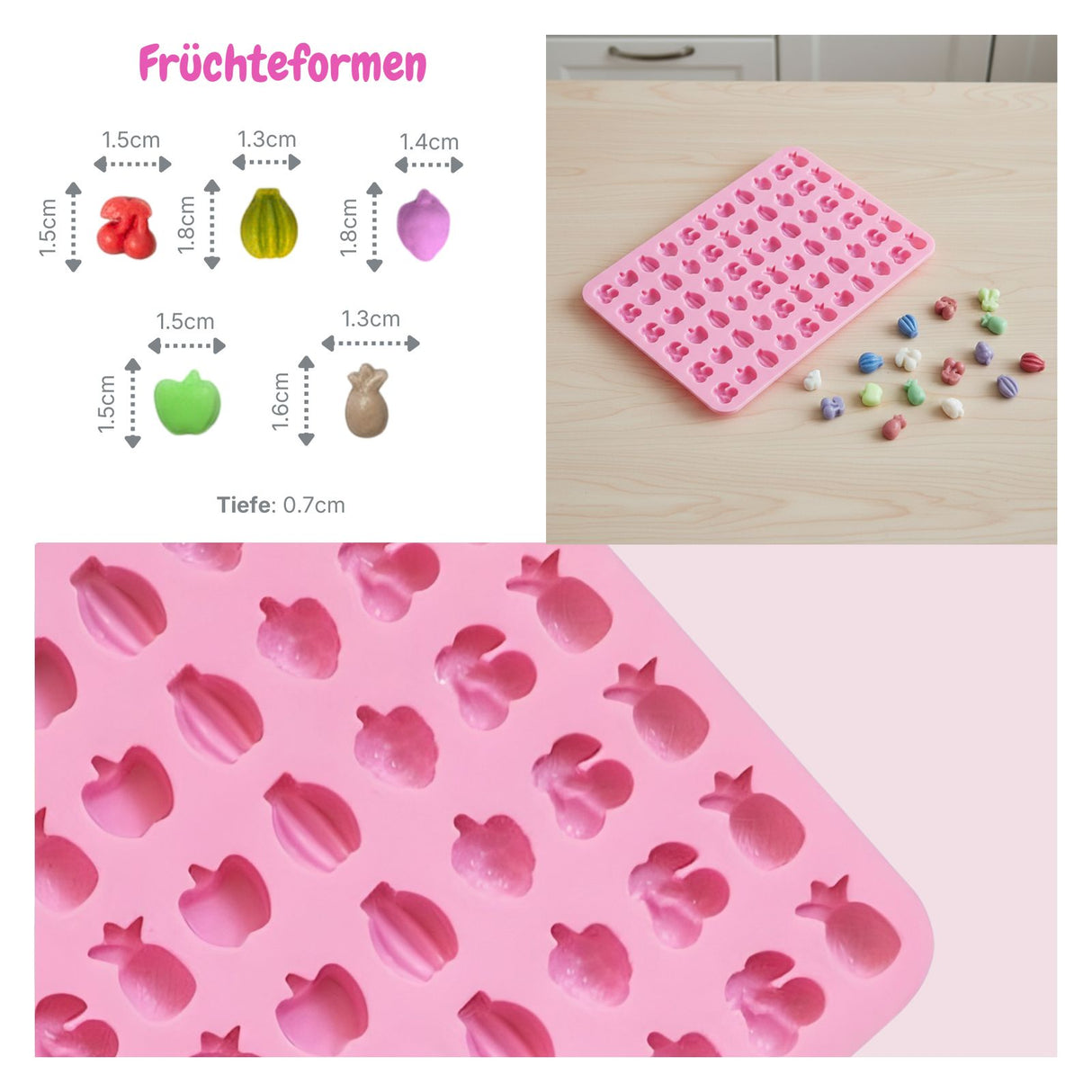 6er-Set Silikonform Schokoladenform Backform Geleeform Bonbonform