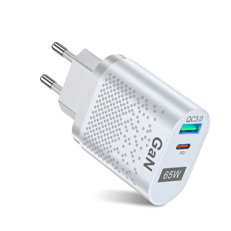 GaN 2-Port Fast Charger USB-C + USB-A Schnellladeadapter Ladegerät