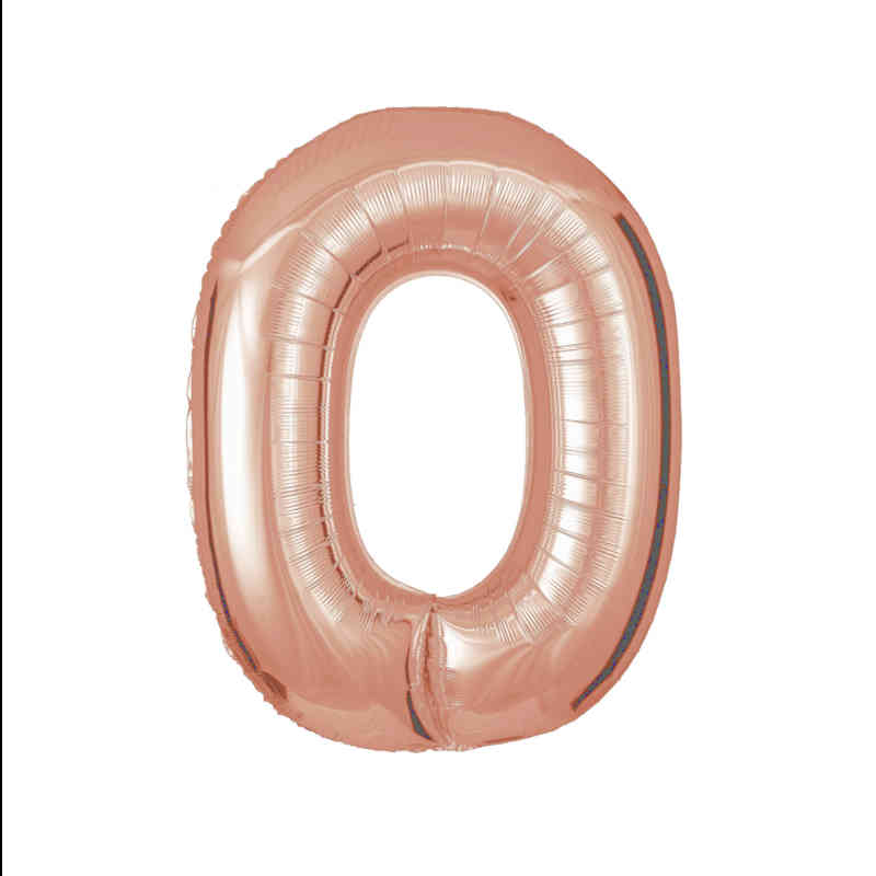 Zahlenballon Zahl 0 Roségold Folienballon 72cm