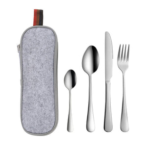 Campingbesteck-Set Outdoor Essbesteck 4-teilig Cutlery mit Beutel