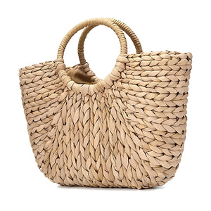 Strandtasche Stroh-Handtasche Halbmond-Tragetasche Beach-Bag