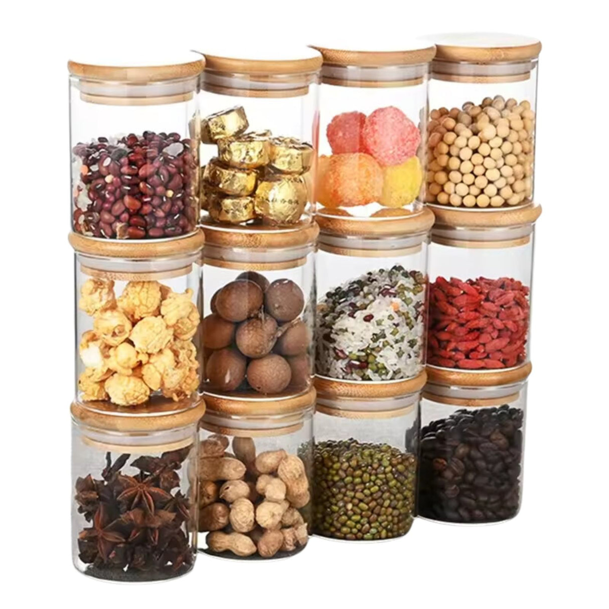 12-teiliges Gläser-Set Aufbewahrungsglas Glasbehälter Vorratsglas