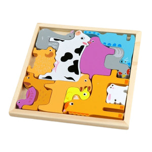 Holz-Puzzle für Kleinkinder Tierpuzzle Bildungsspielzeug