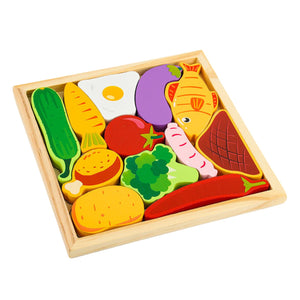 Holz-Puzzle für Kleinkinder Lebensmittelpuzzle Bildungsspielzeug
