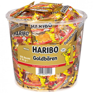 Haribo Goldbären 100 Beutel à 10g Gummibärchen-Box Minibeutel
