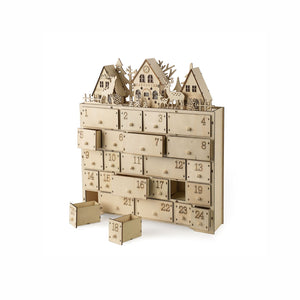 Holz-Adventskalender Weihnachtskalender 24 Schubladen mit LED