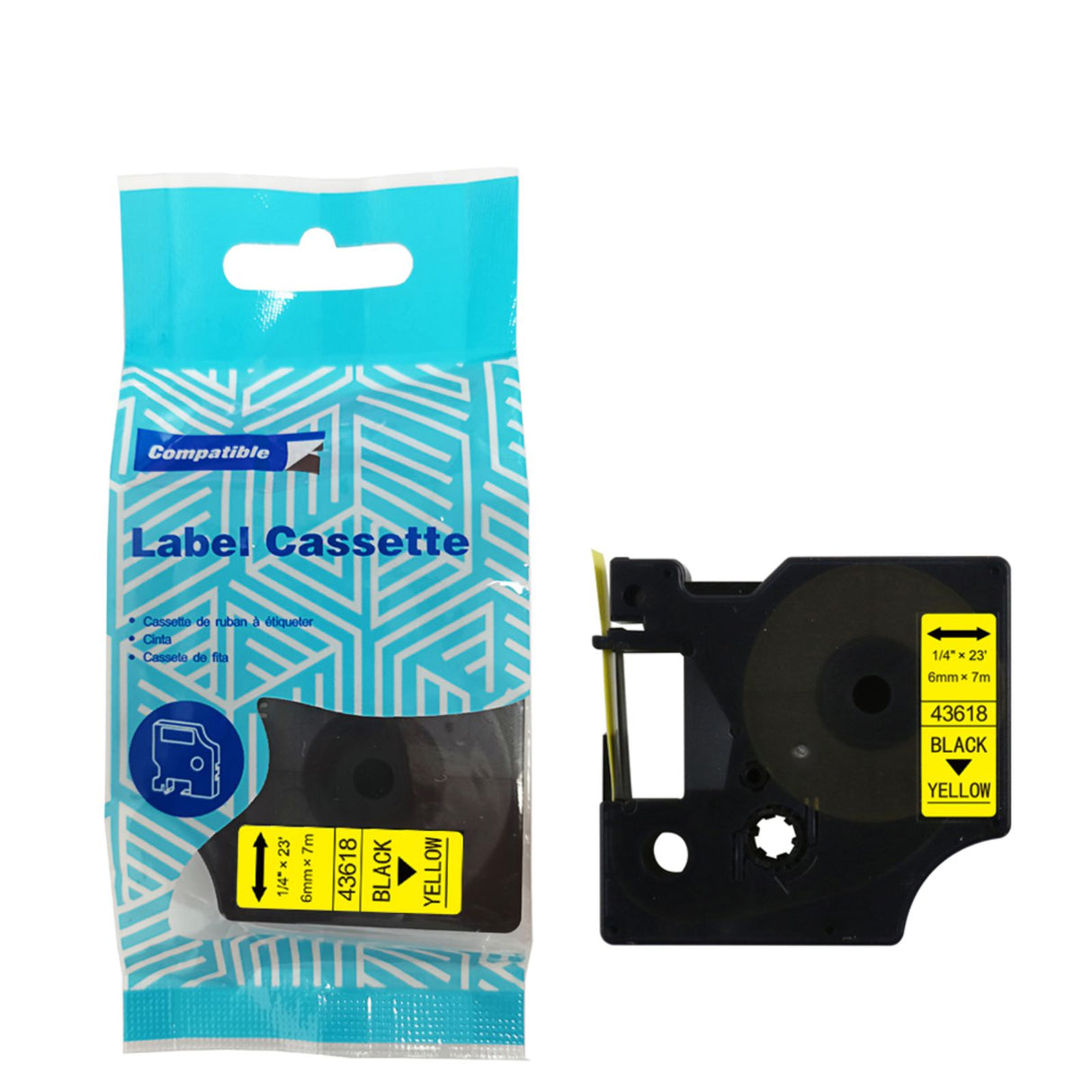 Alternatives Etikettenband zu Dymo D1 43618 / S0720790 Beschriftungsband