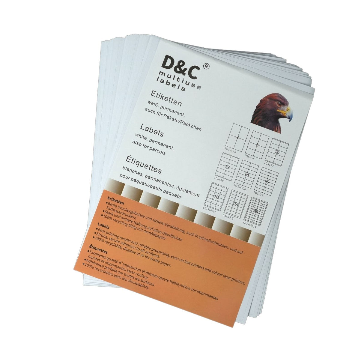 Universal-Etiketten 210mm x 149mm 50 Stk. A5 Blattformat Papier Labels