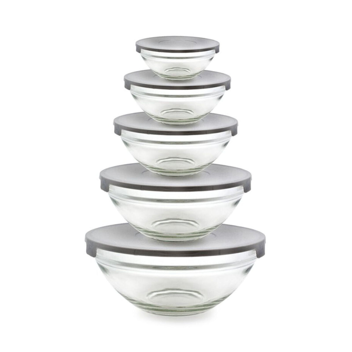 5er-Set Glasschüsseln mit Deckel Glasbehälter Glasschale –