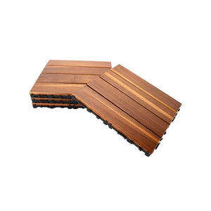 4er-Set Akazienholz-Fliesen Bodenplatten Klickfliesen Holzfliesen