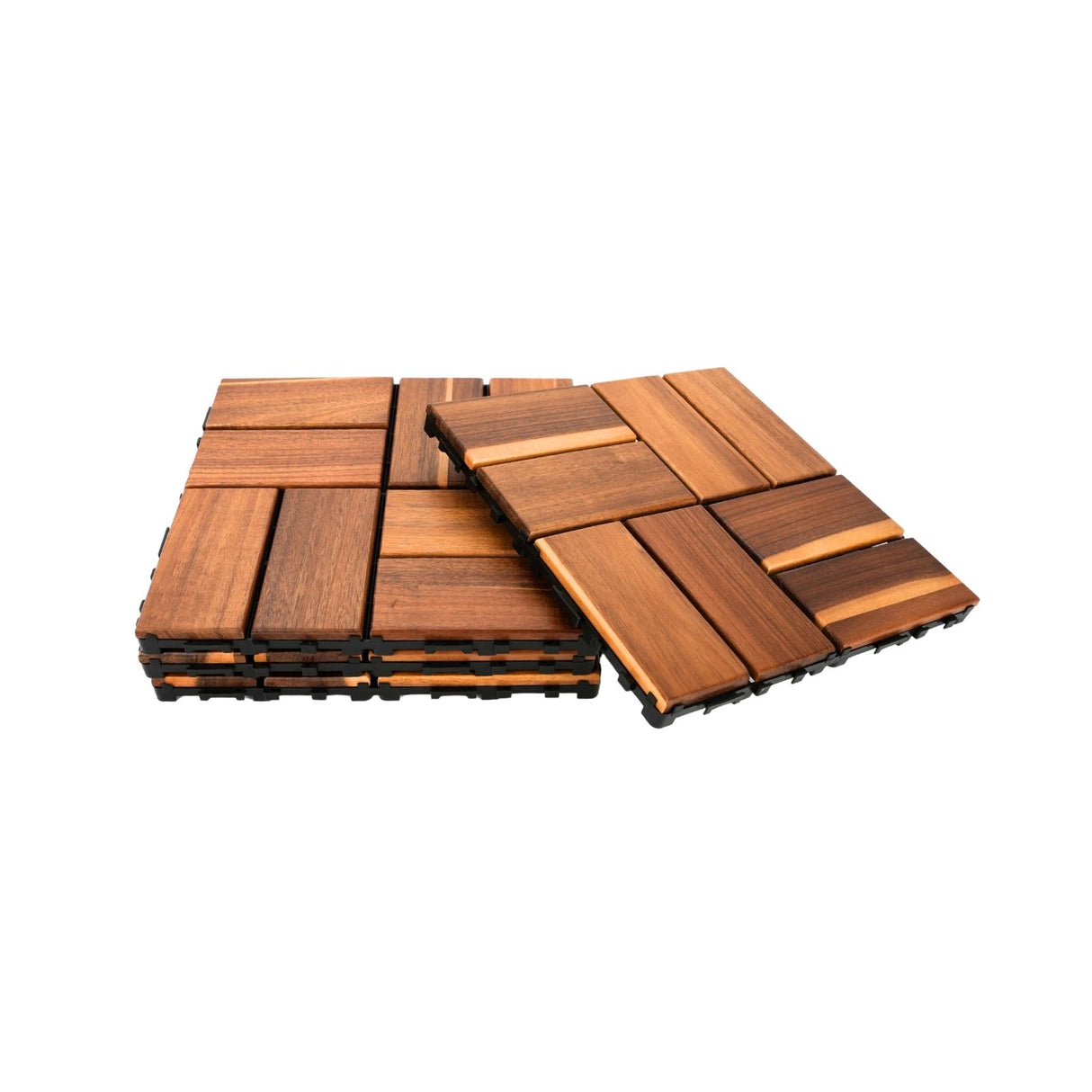 4er-Set Akazienholz-Fliesen Holzfliesen Klickfliesen Bodenplatten