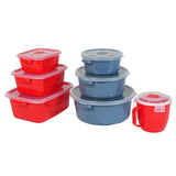 7er-Set Mikrowellendosen Vorratsdosen mit Mikrowellen-Becher Tasse