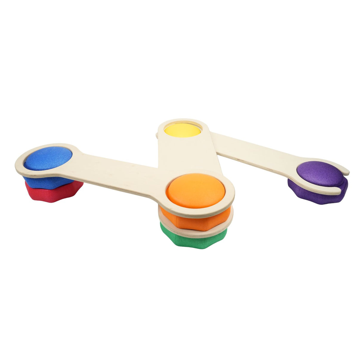 Holz-Balancierbrücken mit Motoriksteinen Balancier-Set mit Trittsteinen