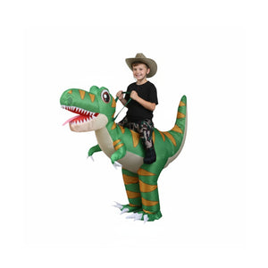 Dinosaurier Kostüm Kinder 120–140cm –  grün, mit Lüfter & Batteriekasten