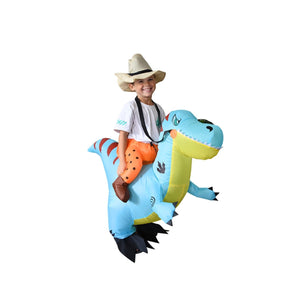 Dinosaurier Kostüm Kinder 120–140cm –  blau, mit Lüfter & Batteriekasten