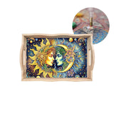 Diamond Painting Serviertablett Sonne Mond Holztablett Servierplatte