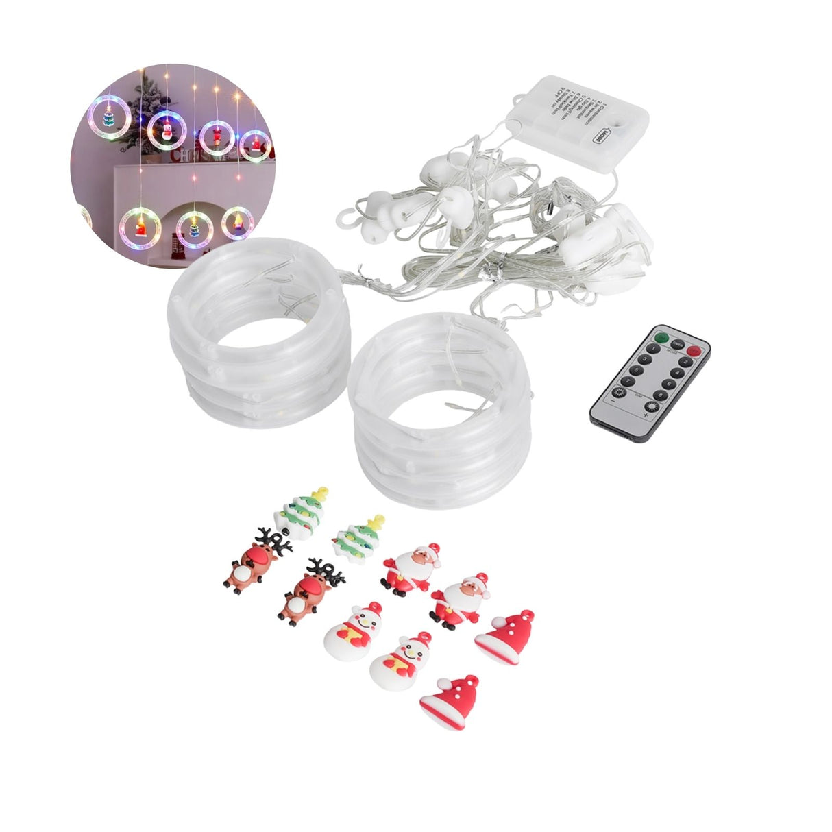 LED Weihnachtslichterkette 3m Leuchtvorhang mit Ringen Ringlichterkette