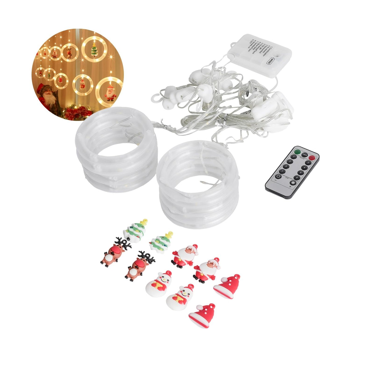 LED Weihnachtslichterkette 3m Ringlichterkette Leuchtvorhang mit Ringen