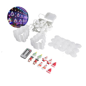 LED Weihnachtslichterkette 3m Lichtvorhang mit Tannenbäumen Leuchtkette