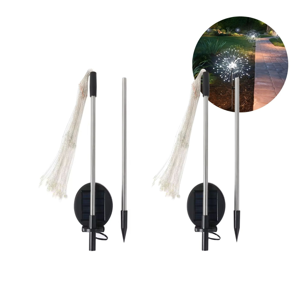 2er-Set LED Solar-Feuerwerkslichter Gartenleuchte Lichterkette Deko