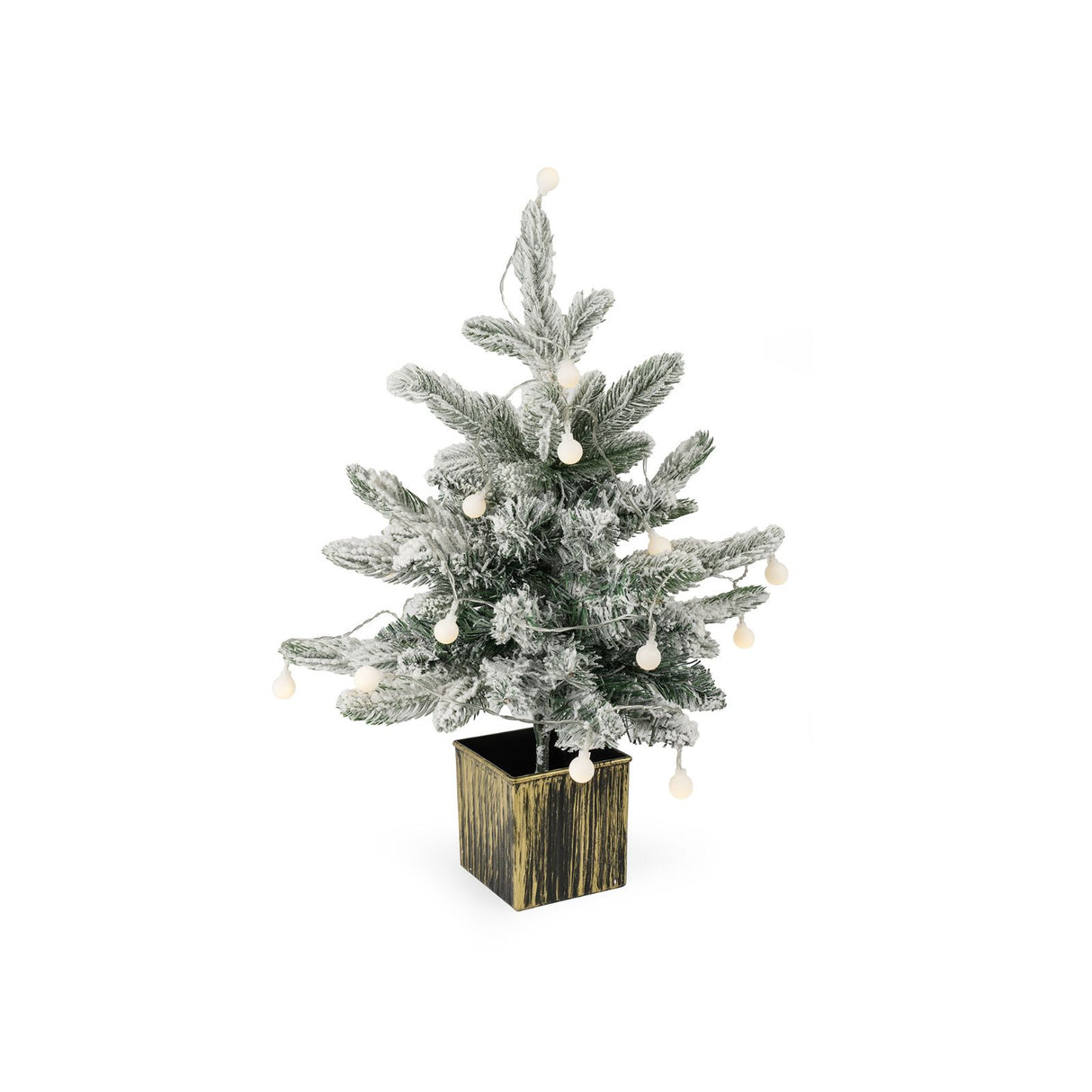 Weihnachtsbaum 45cm mit Schnee und LED Kunsttanne Tisch-Christbaum