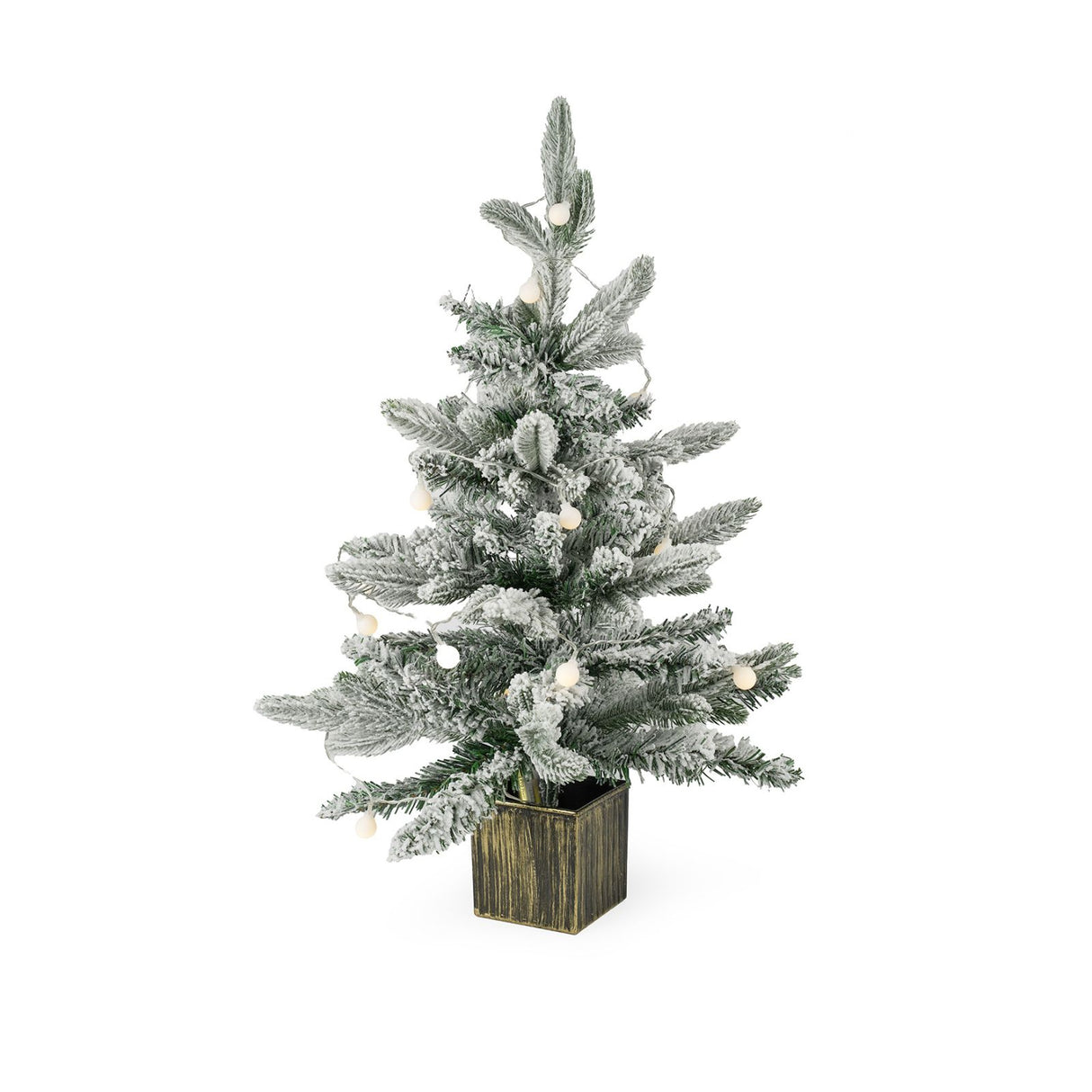 Weihnachtsbaum 60cm mit Schnee und LED Kunsttanne Tisch-Christbaum