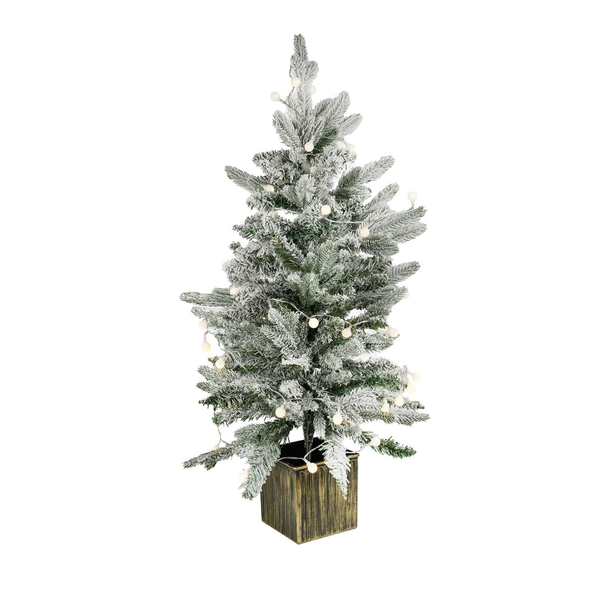 Weihnachtsbaum 90cm mit Schnee und LED Kunsttanne Tisch-Christbaum