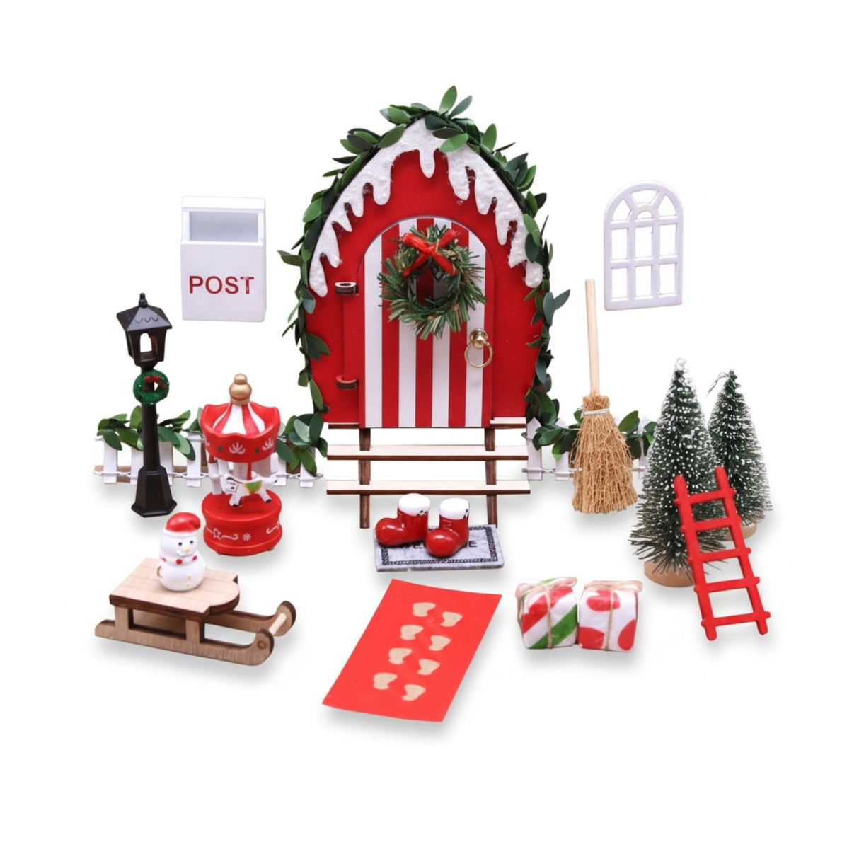 21-tlg. Wichteltür-Set Miniaturwelt Weihnachtsdeko Elfentür-Zubehör