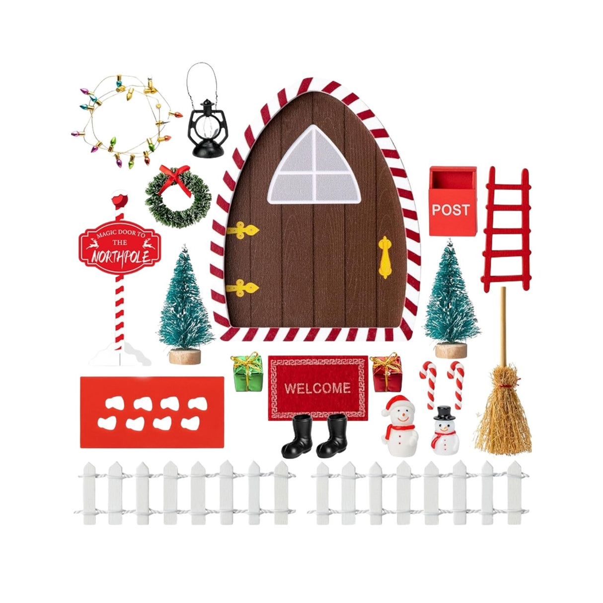 22-tlg. Wichteltür-Set Weihnachtsdeko Miniaturwelt Elfentür-Zubehör