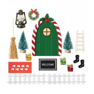 15-tlg. Wichteltür-Set Weihnachtsdeko Miniaturwelt Elfentür-Zubehör