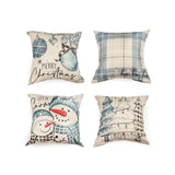4er-Set Weihnachts-Kissenbezug Zier-Bezug Kissenhülle Dekokissen-Bezug