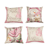 4er-Set Weihnachts-Kissenbezug Kissenhülle Dekokissen-Bezug Zier-Bezug