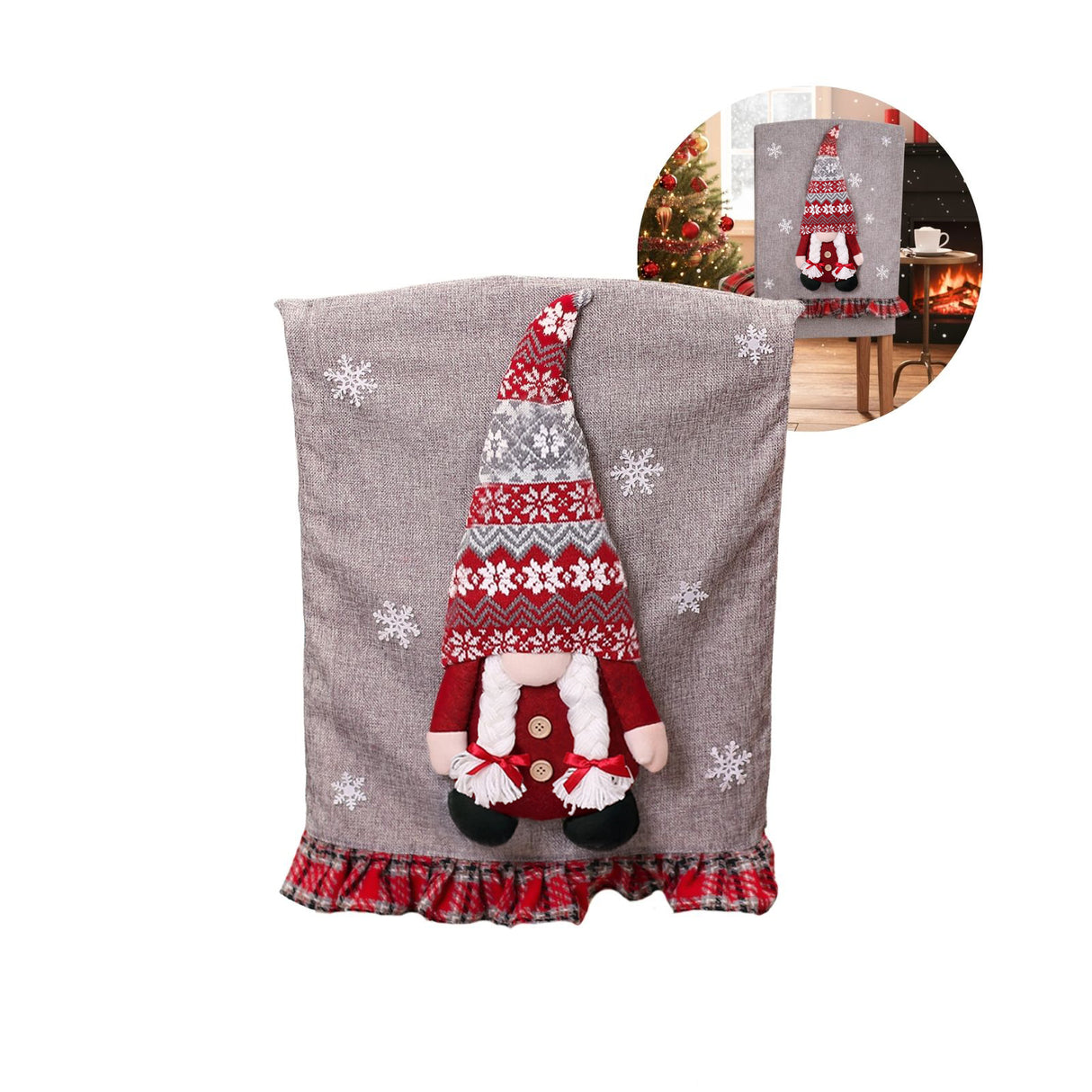 Weihnachts-Stuhldeko Stuhlhusse mit Wichtel Stuhlbezug Stuhlüberzug