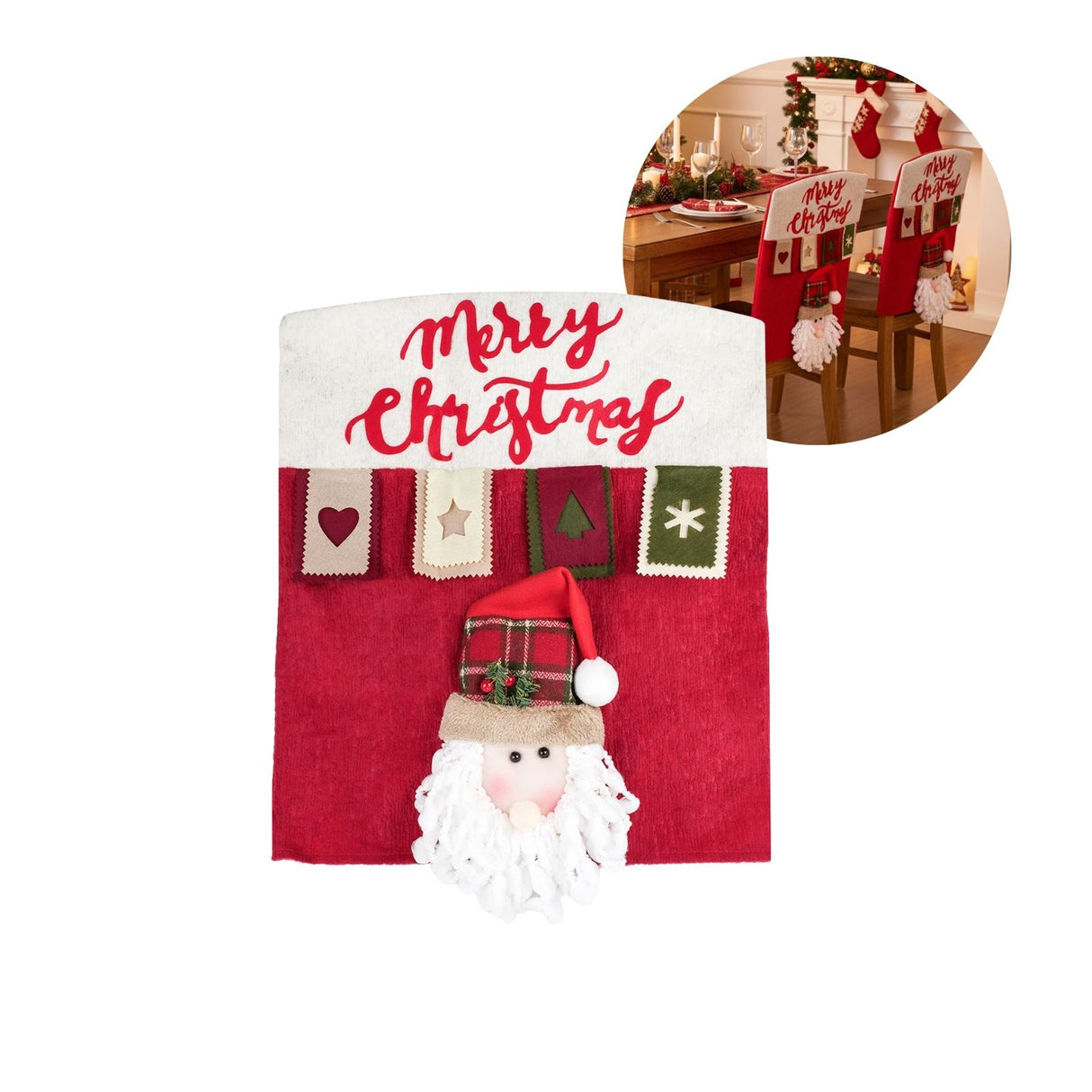 Stuhlhusse mit Weihnachtmann Weihnachts-Stuhldeko Stuhlbezug