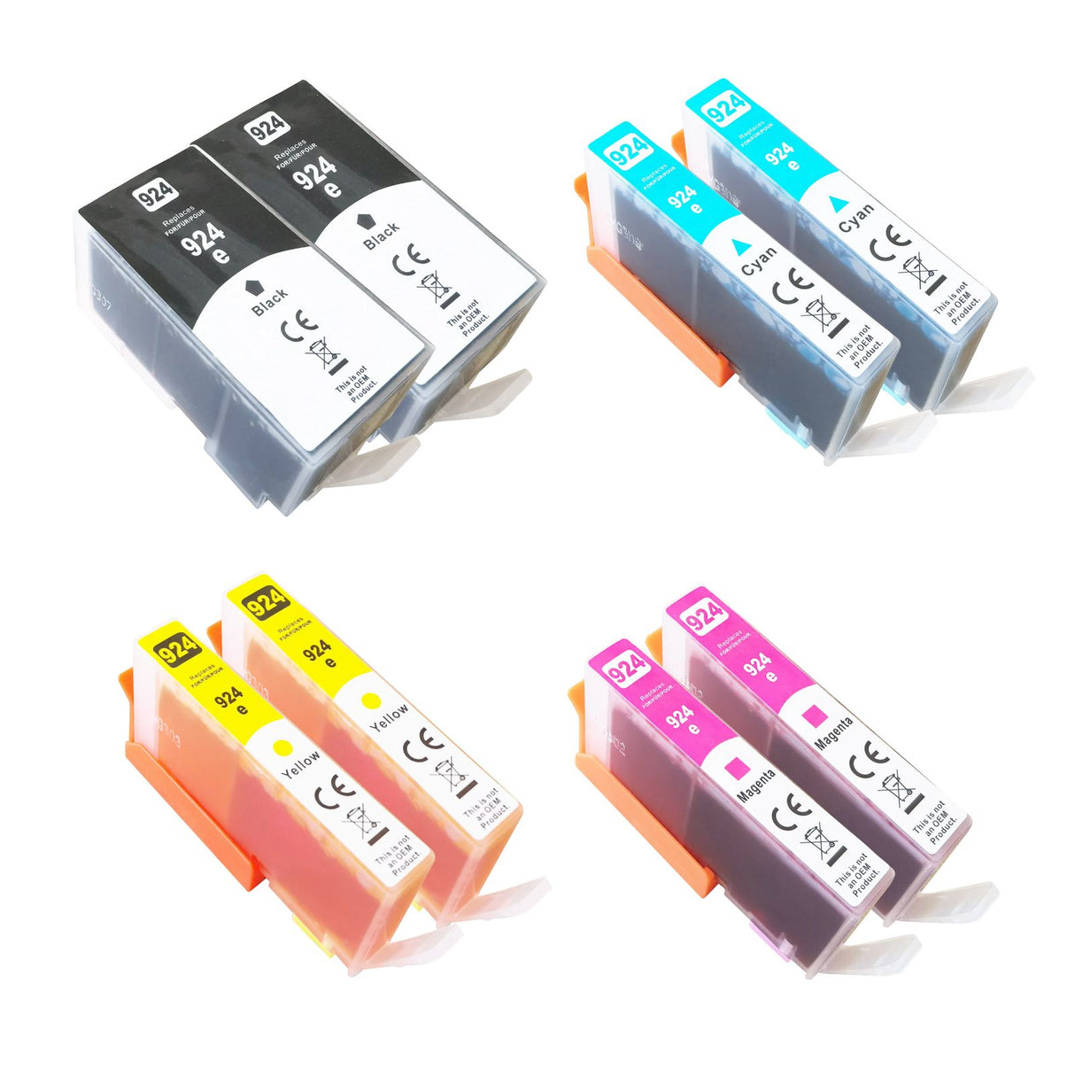 Alternative Tintenpatrone zu HP 924e XL - Black Cyan Yellow Magenta - 8er Set